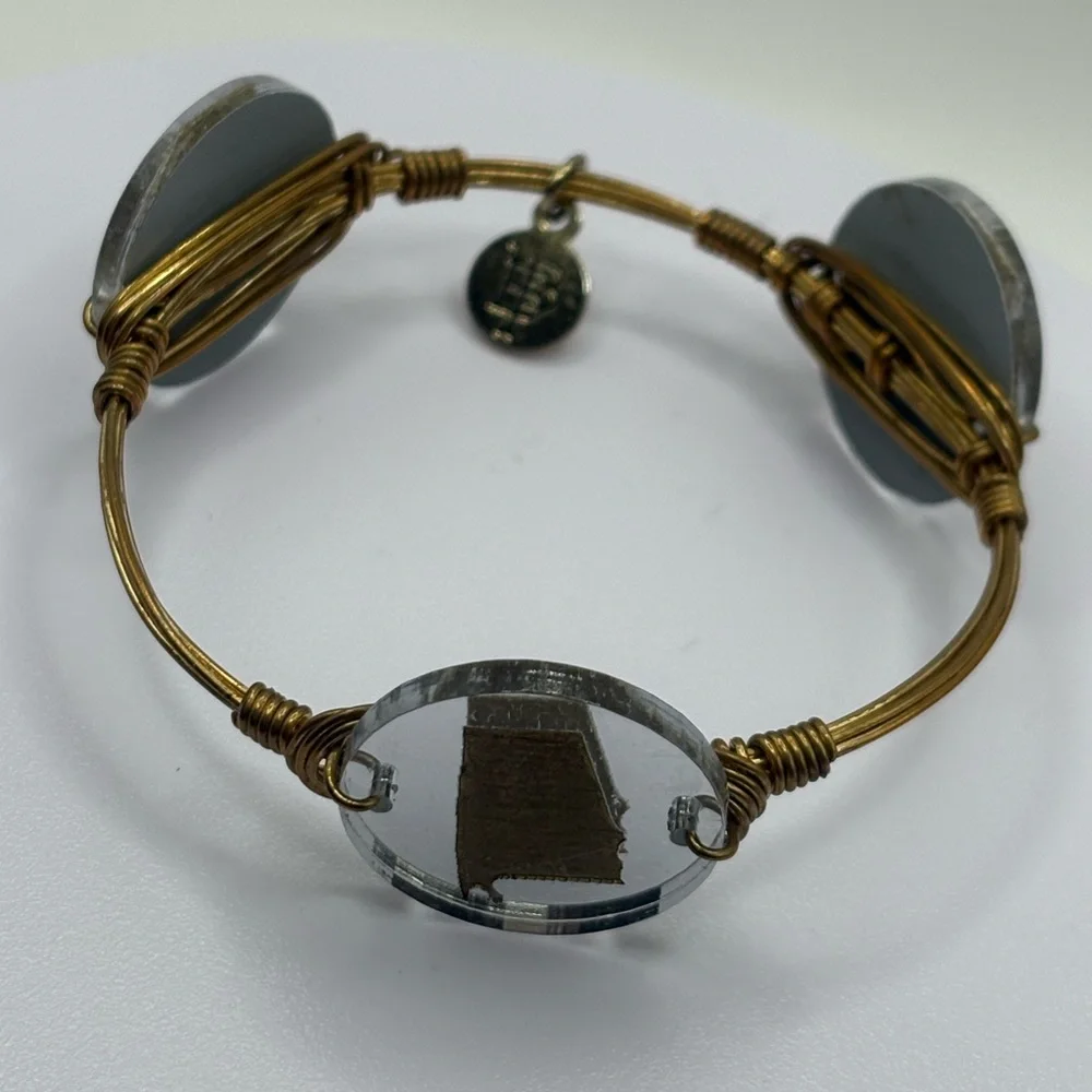 Bourbon and Boweties Alabama State Wire Wrapped Bangle Bracelet Handmade